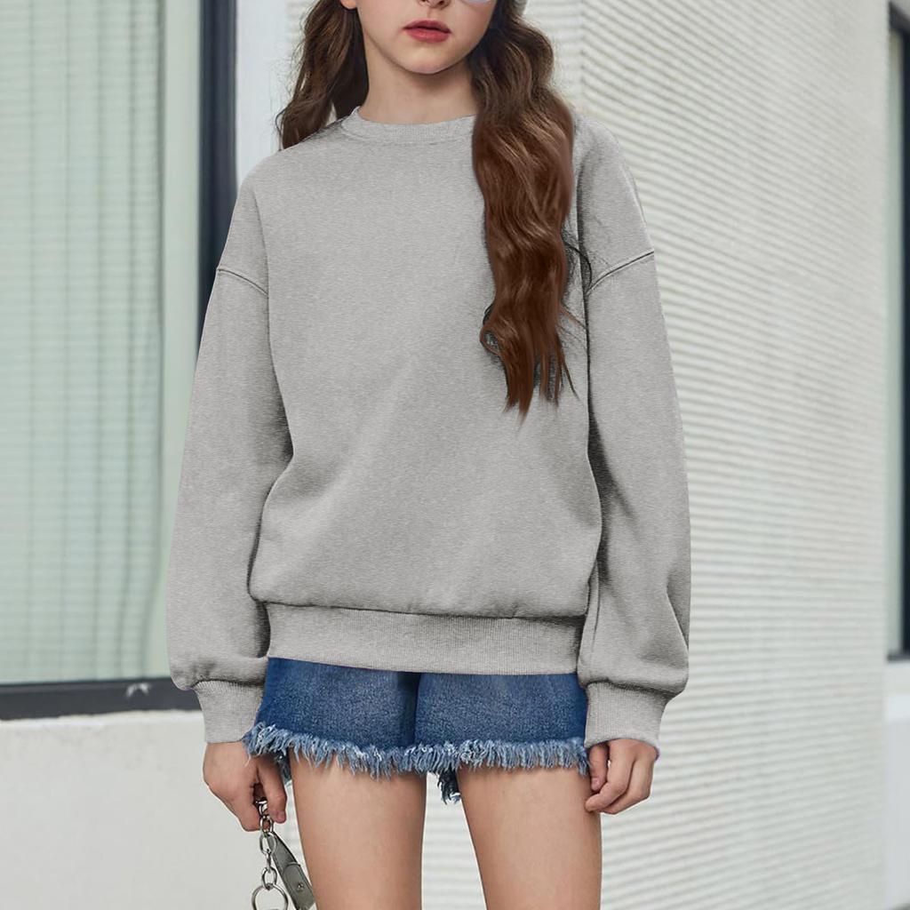 Jungen Mädchen Pullover Oberteil Lockerer Schnitt Farbe Sportlich Lässig Oberteil für Kinder