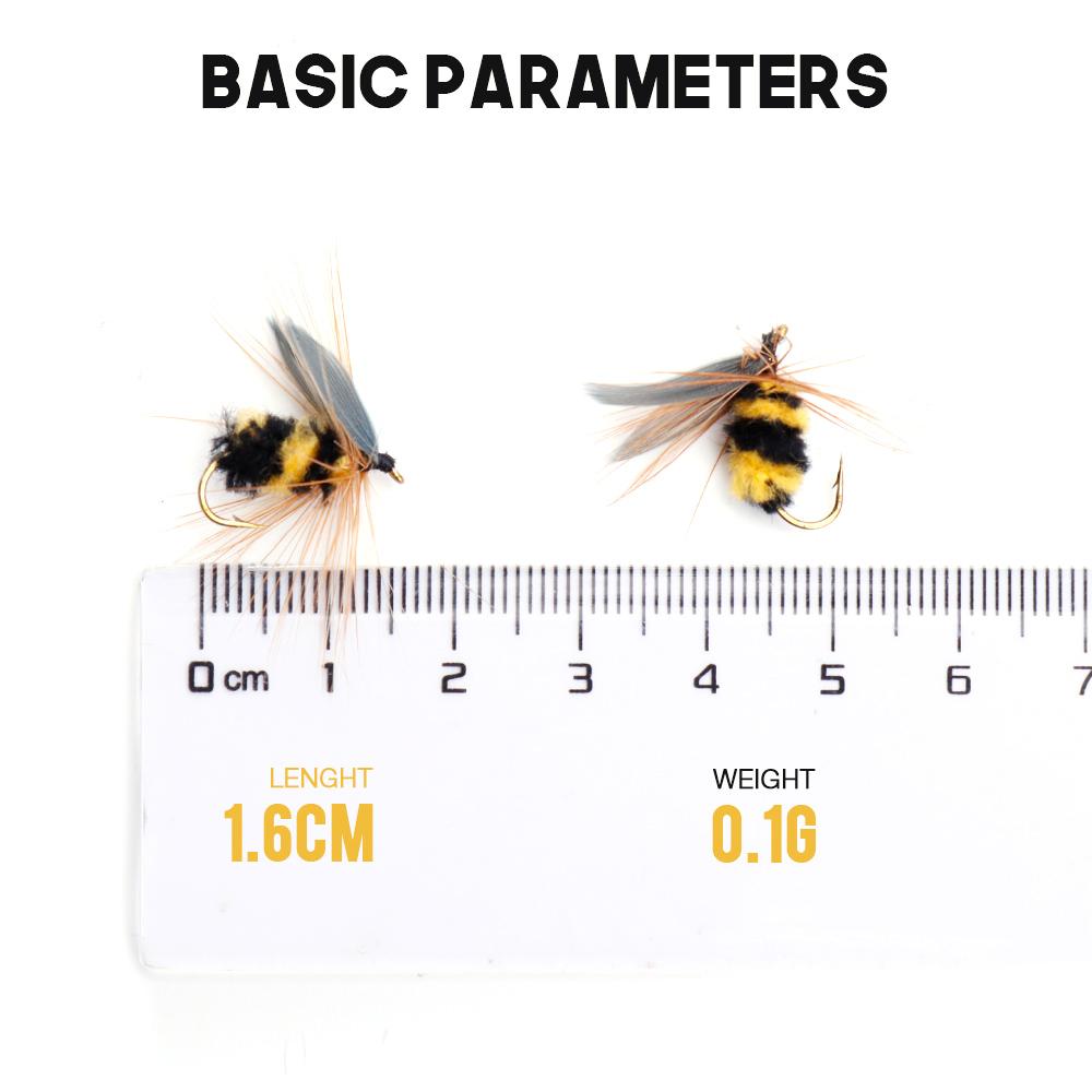 10pcs #10 Bionic Bee Fly Fishing Flies Dry Artificial Lures Trout Fly Tying Materials Floating Lure Fishing Flies Bait
