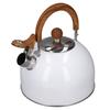 2.5L Capacity Whistling Kettle 304 Stainless Steel White Color Whistling Tea Kettle Ergonomic Handle Foldable Handle