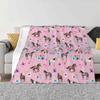 Horses And Flowers On Pink , Equestrian Art , Horse Decor , Cowgirl , Horse Pattern Soft Warm Light Thin Blanket Western