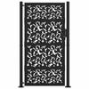 VidaXL Portail de jardin noir 105x180 cm acier conception de feuilles, porte de clôture, porte extérieure, porte en métal, 4100962