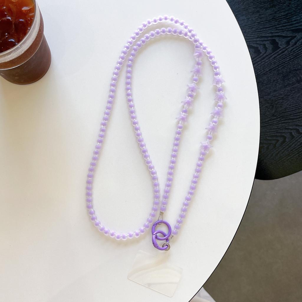 Cute Candy Jelly Star Beaded Chain Crossbody Shoulder Lanyard Lovely Decorative Straps Charm Handbags for Mobile Phone Accessory