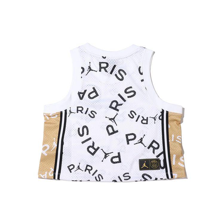 Jordan Maglia da Basket in Rete Stampata Paris Saint-Germain Canotta Donna Bianca CU5708-100