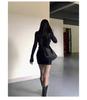 Elegant Black Slim Fit Little Black Dress with Feminine Design and Hip-Hugging Skirt