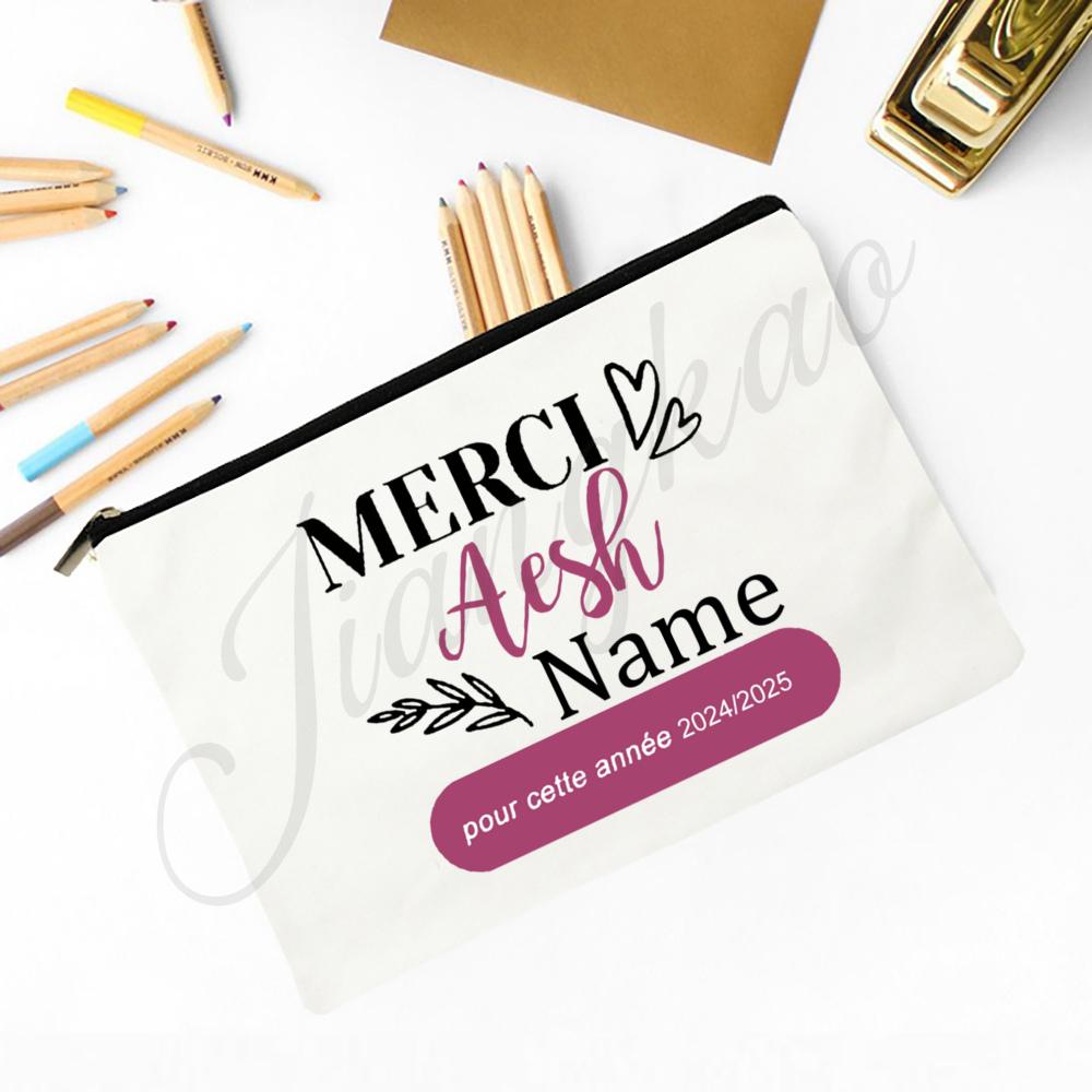 Personalized Makeup Bag Pencil Case Custom Teacher Name Stationery Bags Travel Toiletry Organizer Pouch Thanks Gift for Teacher