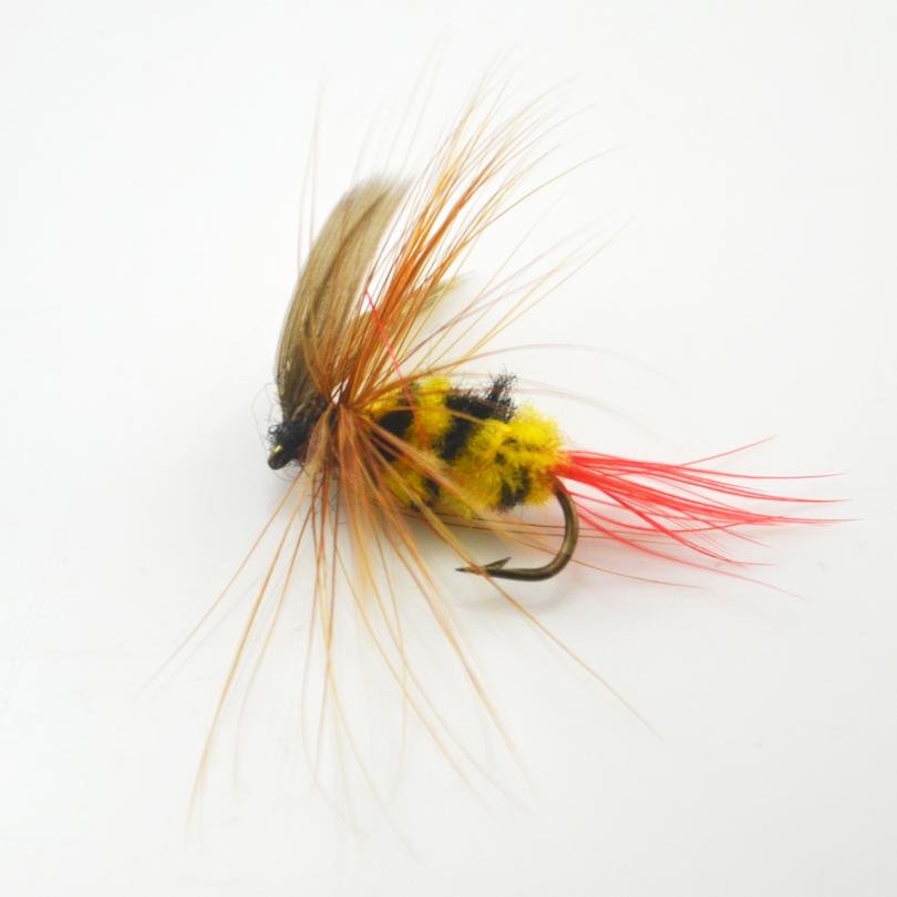 MNFT 6PCS 10# Flies Lure bee fishing Yellow and Black Bumble Bee Fly Insect Artificial Fishing Bait Dry Fly for Trout Fishing