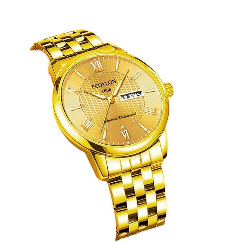 Men's Watch Waterproof and Fashionable Luminous Fully Automatic Movement Double Calendar Korean Version Casual Business Quartz Watch