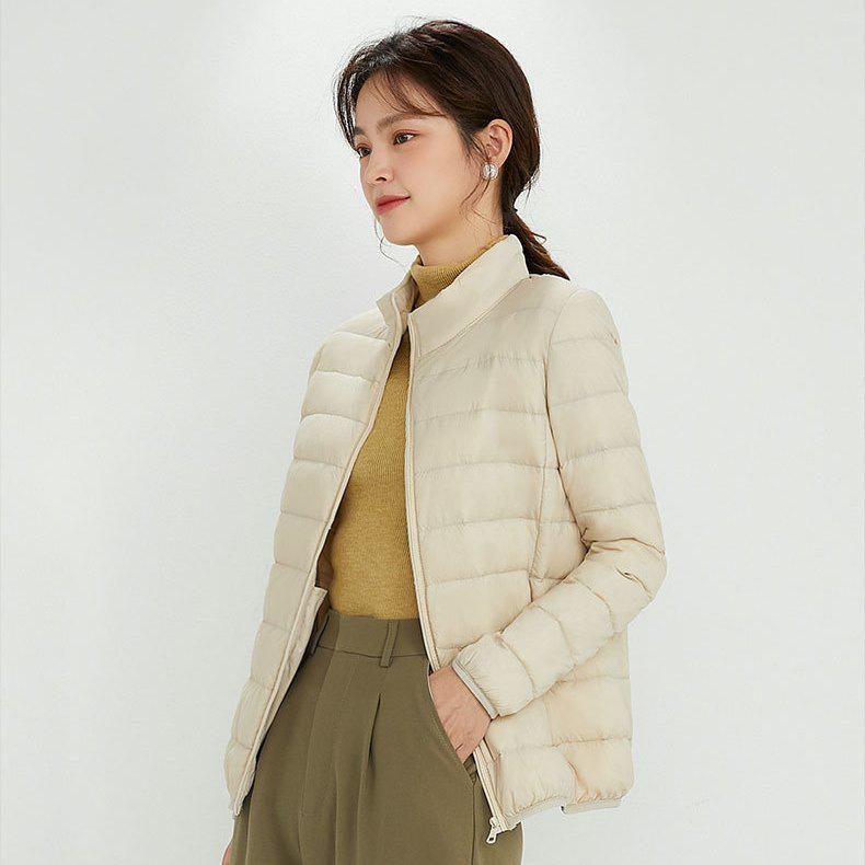Women's Plus Size Lightweight Hooded Down Jacket - 90% Thin White Duck Down, Autumn/Winter Fashionable Outerwear