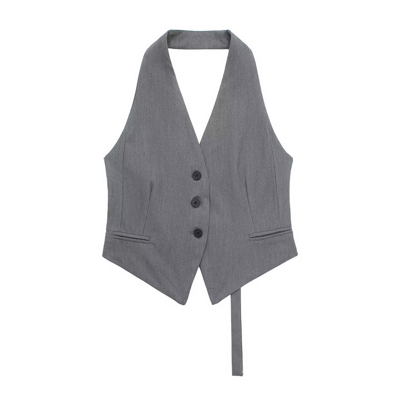 Kaslead Women's Fashion Style Hanging Collar Vest