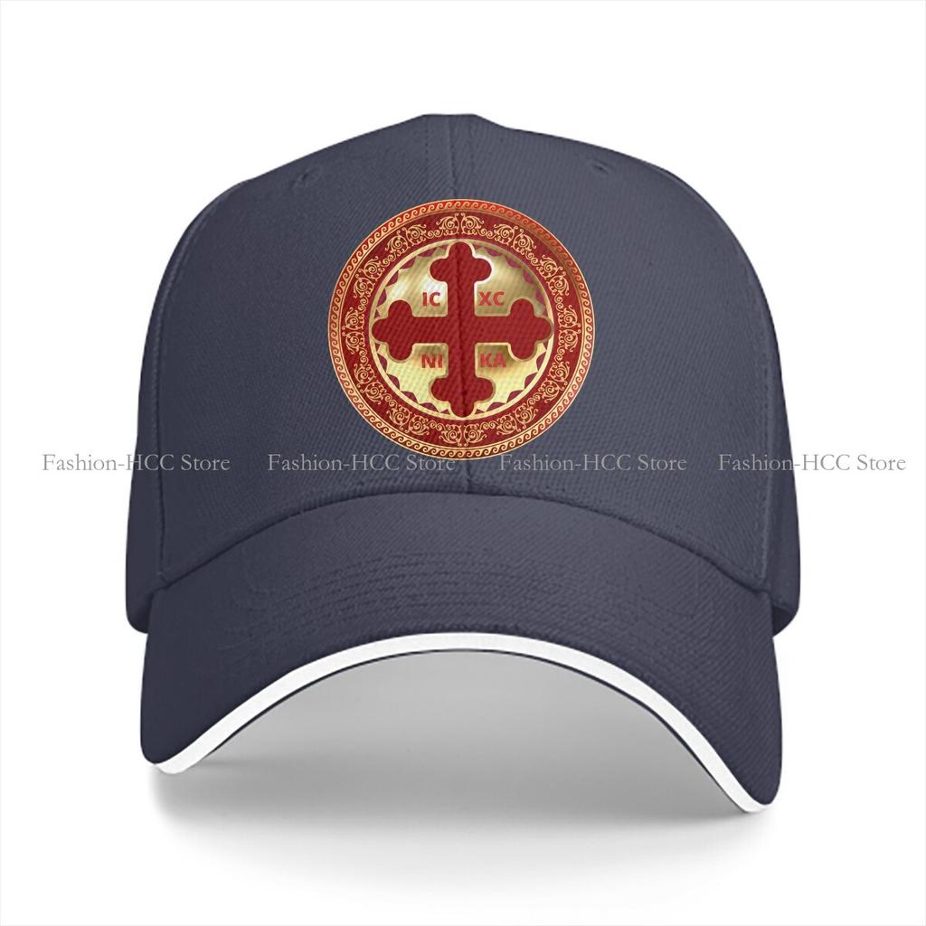 Cross Multicolor Hat Peaked Cap Greek Orthodox Red Gold Ornate ICXC NIKA Personalized Visor Protection Hats