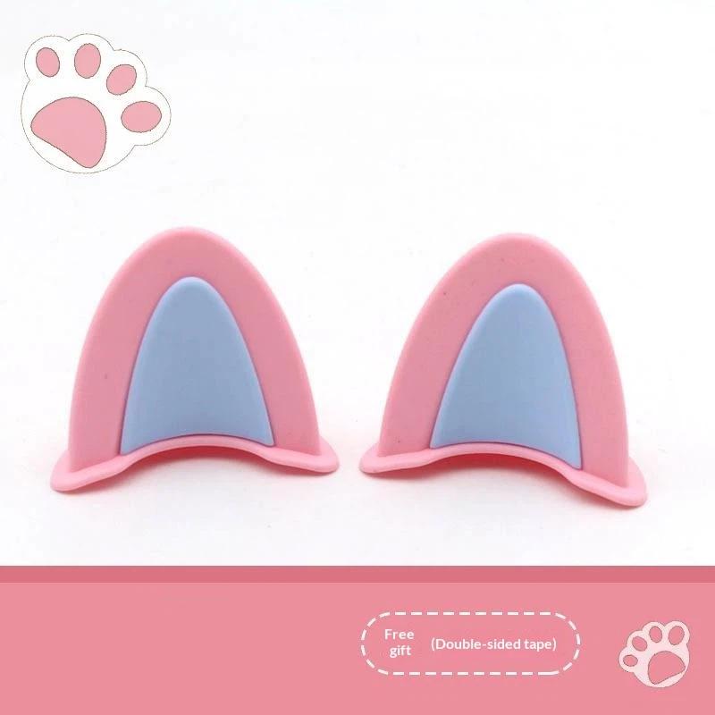 Soft ABS Bear Ear Helmet Decorations 1 Pair Adorable Appearance Easy to Install for Outdoor Riding Sports Helmets