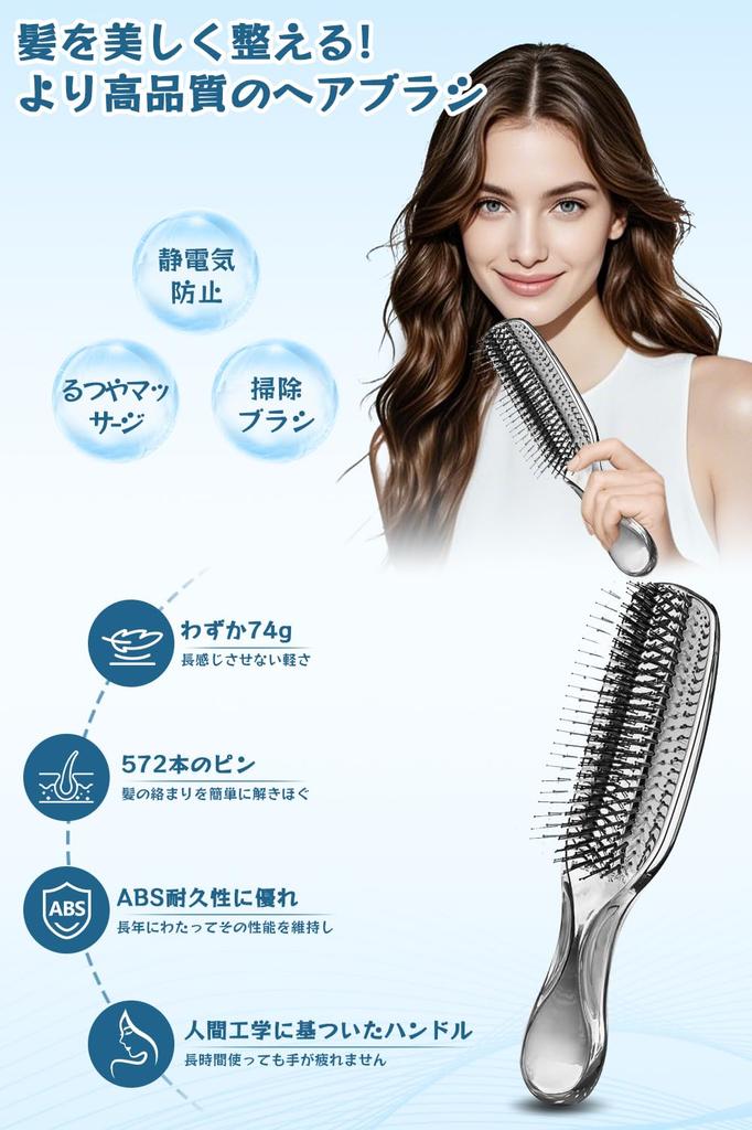 CPFR Hair Mini Wet Hair Compact Prevents Hair Manages Leaves Hair Travel Hair Care Birthday Gift for Silver Brush, Brush, Blow-Dry Comb,