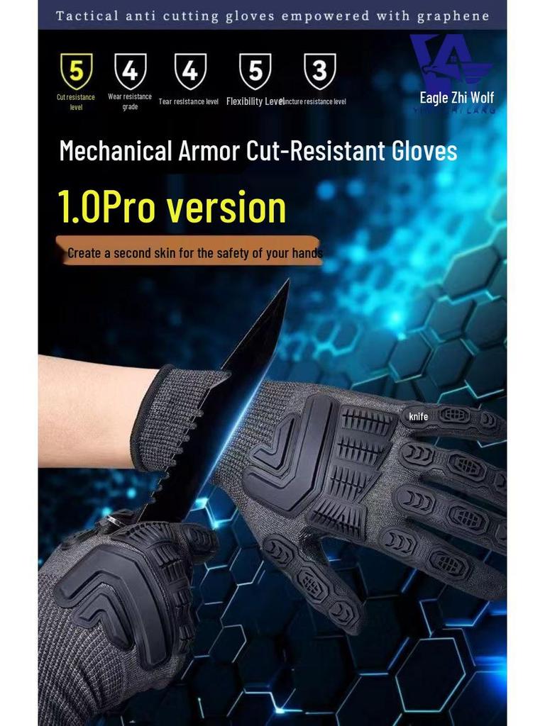 Level 5 Tactical Touchscreen Full Finger Cut-Resistant Gloves - Anti-Collision, Heat-Insulating, Non-Slip for Outdoor Sports