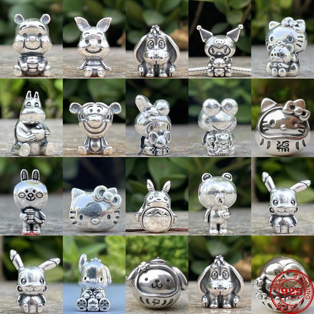 

Fine S925 Серебро Fit Оригинальный браслет Винни Медведь Тигра Hello Kitty Подвески ожерелье из бисера Diy Для женщин ювелирные изделия подарок