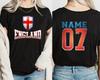 Personalised England Football Sports TShirt Custom Name Number Soccer Tee