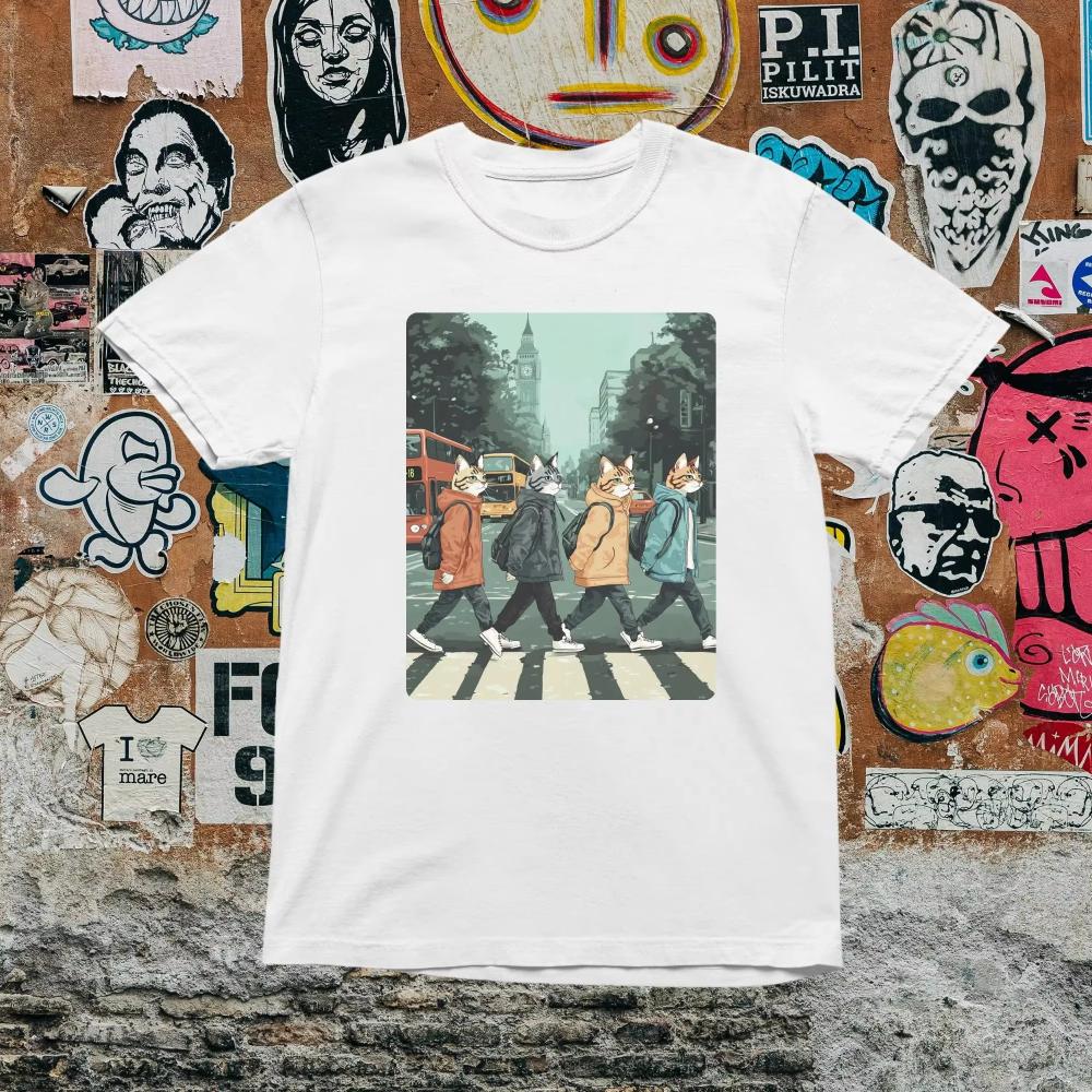 

Camiseta de gato divertida con parodia musicalcamisetas gráficasropa de calle Retro camisetas transpirables de manga corta S