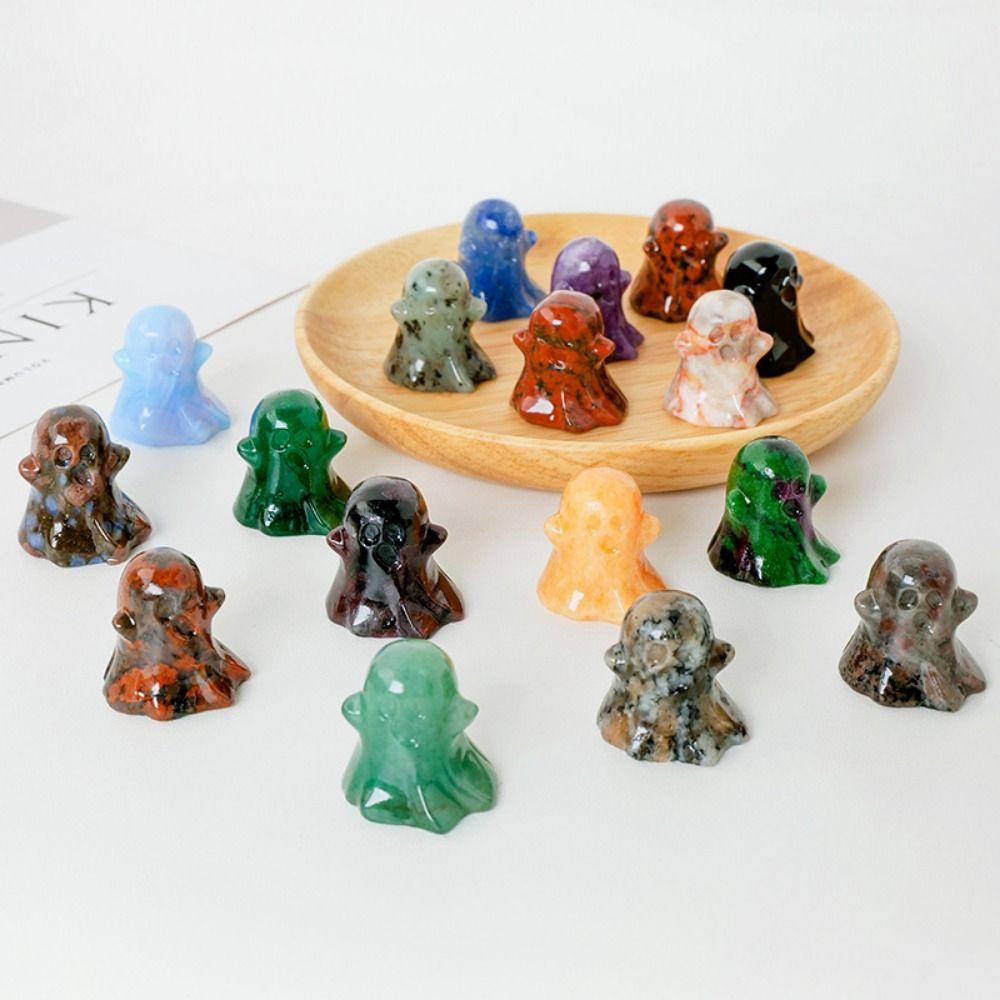 Creative Crystal Ghost Figurine Ghost Shaped Natural Crystal Ghost  Desk Decoration