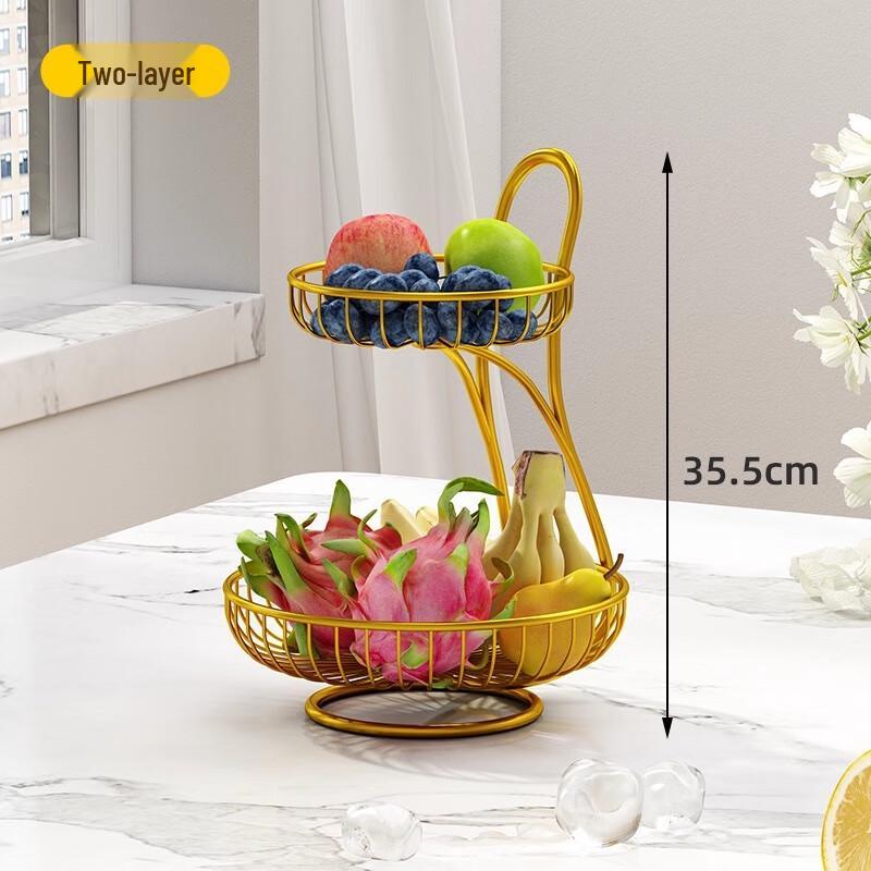 Минималистичная двухъярусная металлическая корзина для фруктов и закусок Jingyuheng