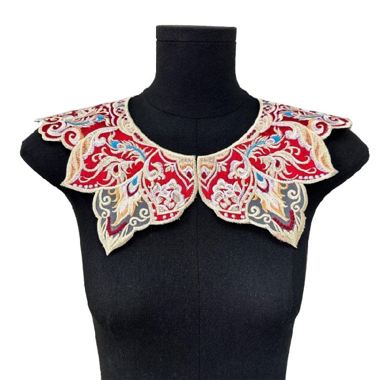 Embroidery Fringed Collar Elegant Detachable Collar Shawl Vintage Horseface Skirt Collar Costume Dressingup Accessories