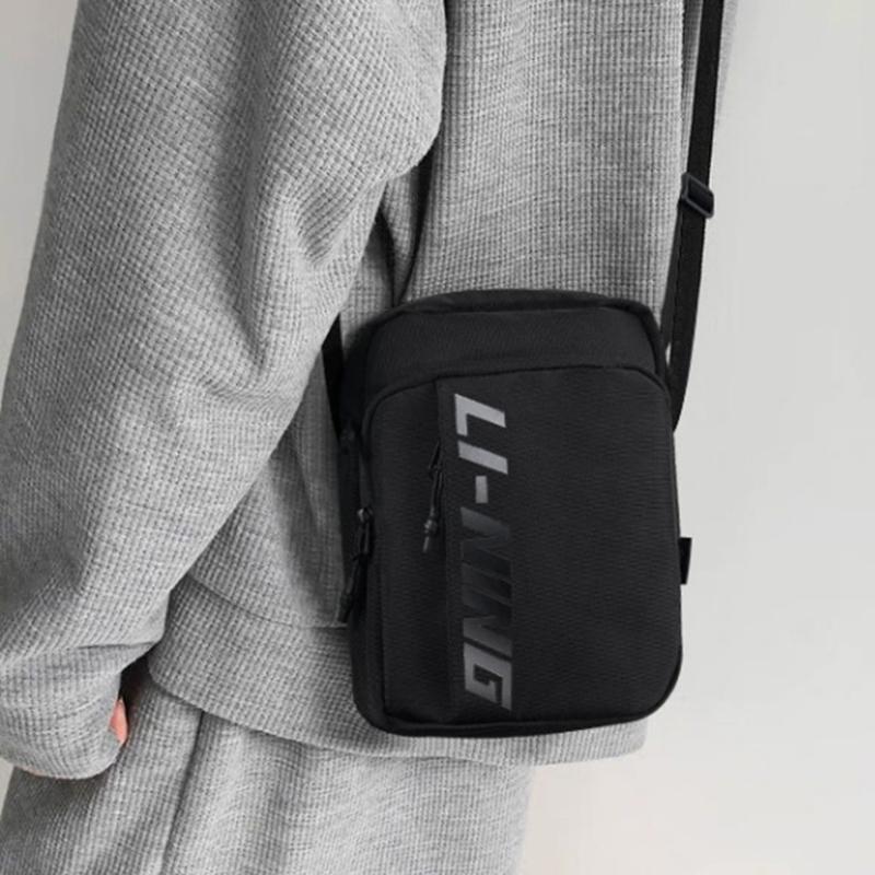 New LiNing Oxford With Polyester Shoulder Bag, Crossbody Bag Unisex Black XMX069-1