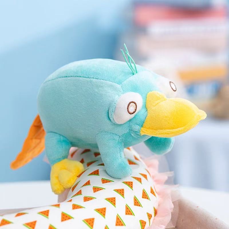 Kawaii's new Terry Blue platypus 29cm plush toy figurine, cartoon anime cute decoration, children's birthday gift doll