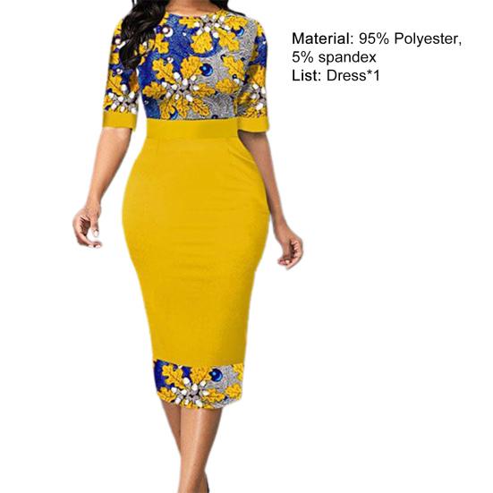 Lady Petticoats Plus Size Ladies Dress Leaf Printing High Waist Temperament Wavy Stripes Split Skinny Dress for Party