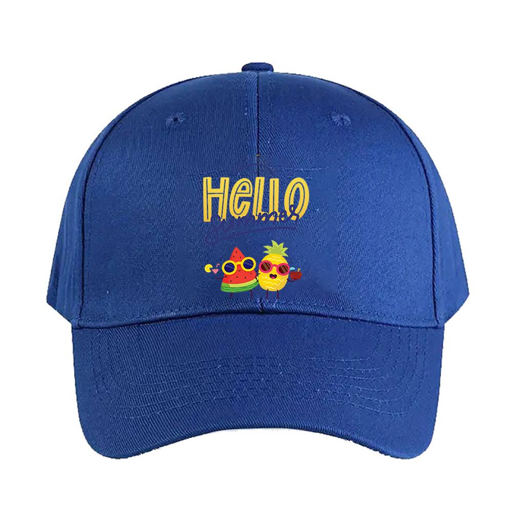 Hello Summer Watermelon and pineapple holiday Summer Woman Man Baseball Cap Adjustable with Curved Brim Duckbill Cap