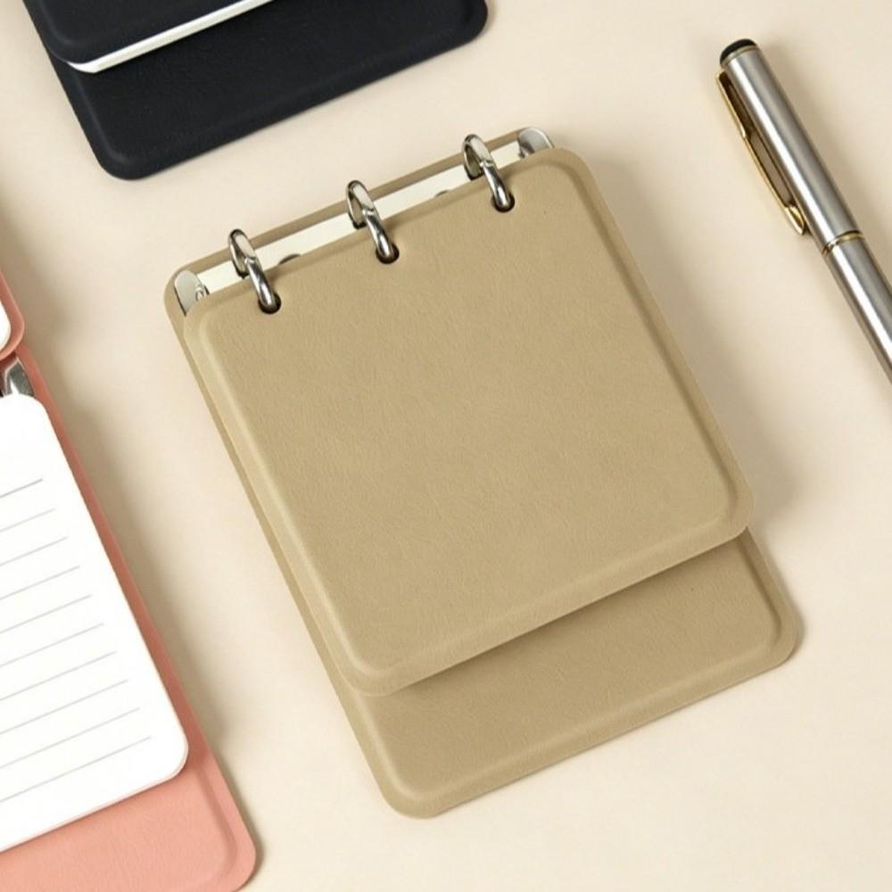 PU Leather Cover Loose-Leaf Notebook 3-Ring Binder Memo Pad Mini Pocket Notebook  Students