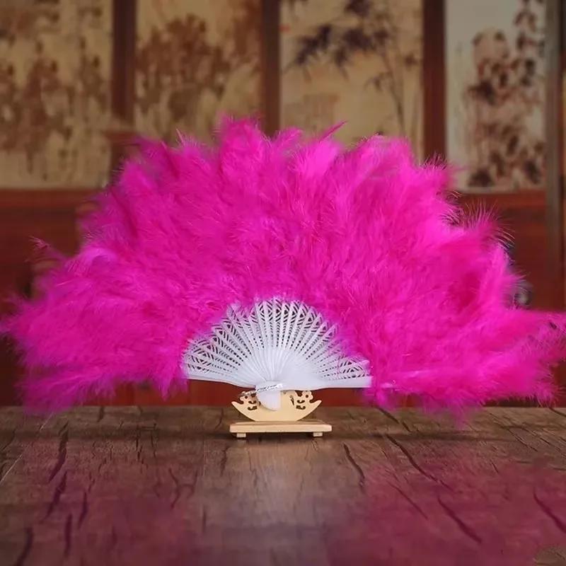 Soft and Fluffy Humorous Handmade Fancy Dress Dance Feather Portable Fan Chinese Decoration Wedding Decoration