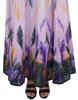 Bimba Women's Purple Feather Printed Cotton Elastic Waist Summer Long