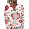 Women's Fashion Valentine's Day Heart Printed Long Sleeve Knitted Cardigan Button Jacket