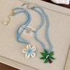 Summer Beaded Flowers Shell Coconut Tree Pendant Necklace Women'S Party Jewelry Gift