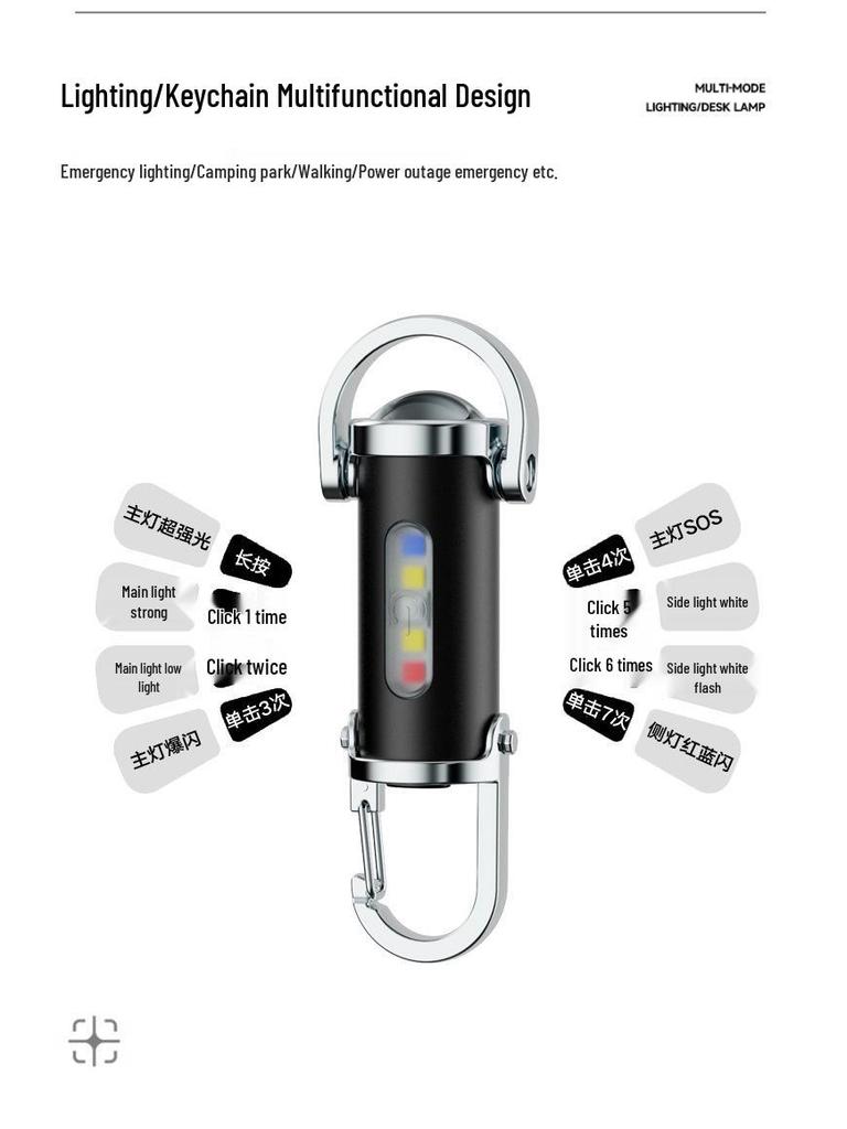 Portable Waterproof Keychain Flashlight – Multifunctional, Rechargeable Emergency Light