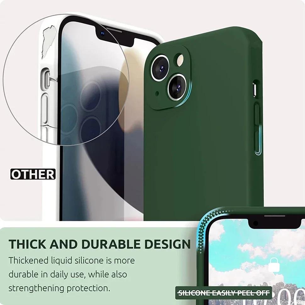 High Quality Liquid Silicone Case For iPhone 16 15 14 13 12 11 Pro Max Case Soft Camera Protection Case For iPhone12 13 Mini