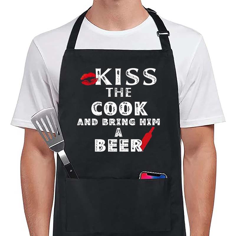 Unisex Hanging Neck Creative Letter Logo Apron for Couples - Ideal for Restaurants and Work
