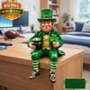 Sculptură Leprechaun Statuie Verde din Rășină cu Trifoi și Oală cu Aur Pentru Ziua Sfântului Patrick Festivaluri Irlandeze Decorare Casă