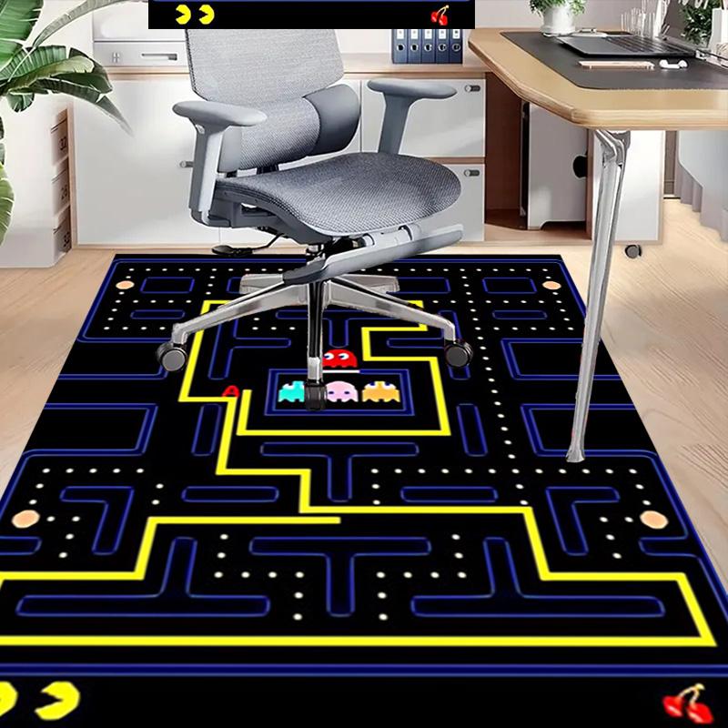 1pc Pacman Maze Adventure Carpet for Playroom Bedroom Living Room Sofa Home Decor,kids Game Area Rug Non-slip Floor Mat Y730143