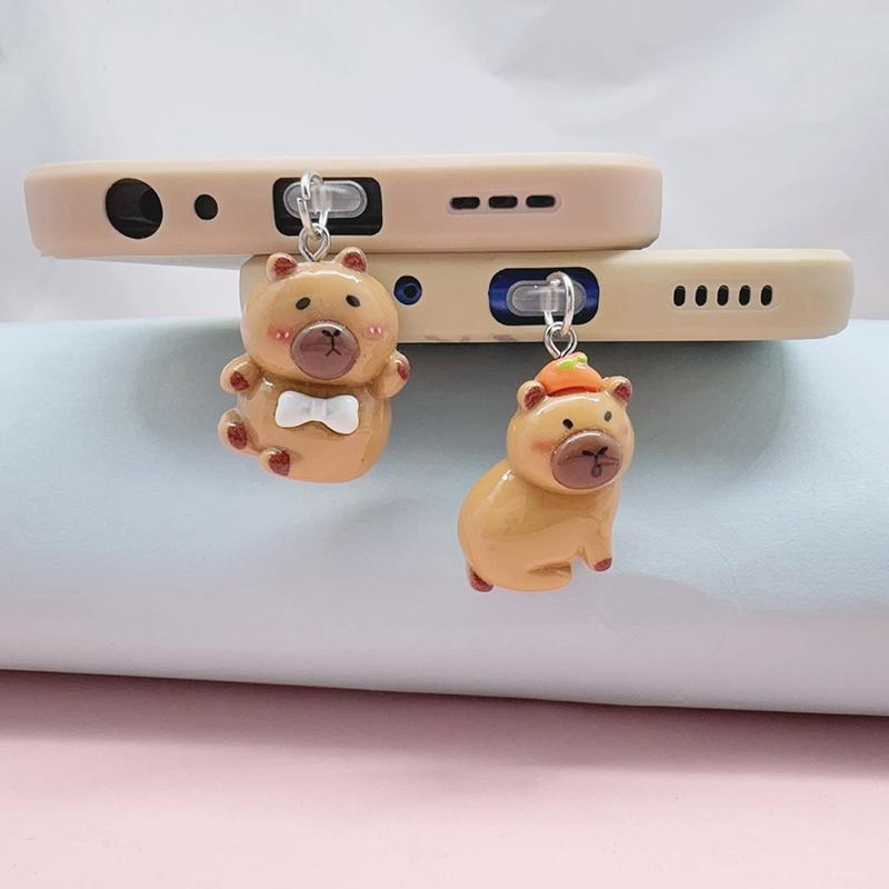 Phone Dust Plug For Iphone Type-C Micro Interface Cute Capibala Decorative Hangings Universal Dust Plug