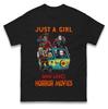Nur ein Mädchen, das Horrorfilme liebt Halloween Herren T-Shirt Damen Oberteile Teess