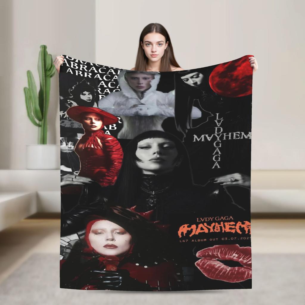 Lady Gaga Mayhem 2025 Album Flannel Blankets Soft Bedding Throws for Couch Chair Decorative Funny Bedspread Sofa Bed Cover