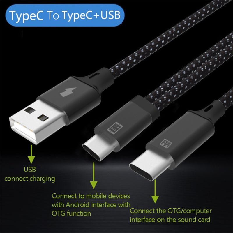 Otg Adapter Cable Data Charging Cord Type-c Audio Converter Cable For Microphone Live Sound Card 1.5