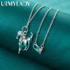 URMYLADY 925 Sterling Silver Smooth Horse Pendant Necklace For Women Wedding Party Fashion Jewelry