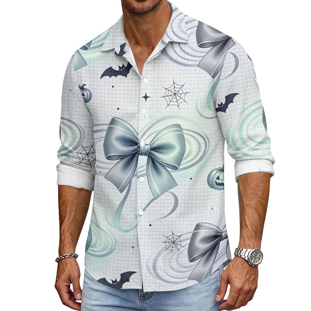 Men's Halloween Loose Fit Long Sleeve Shirt Button Down Collar Casual Retro Style Breathable Shirt for Autumn Spring Outdoor Daily Wear