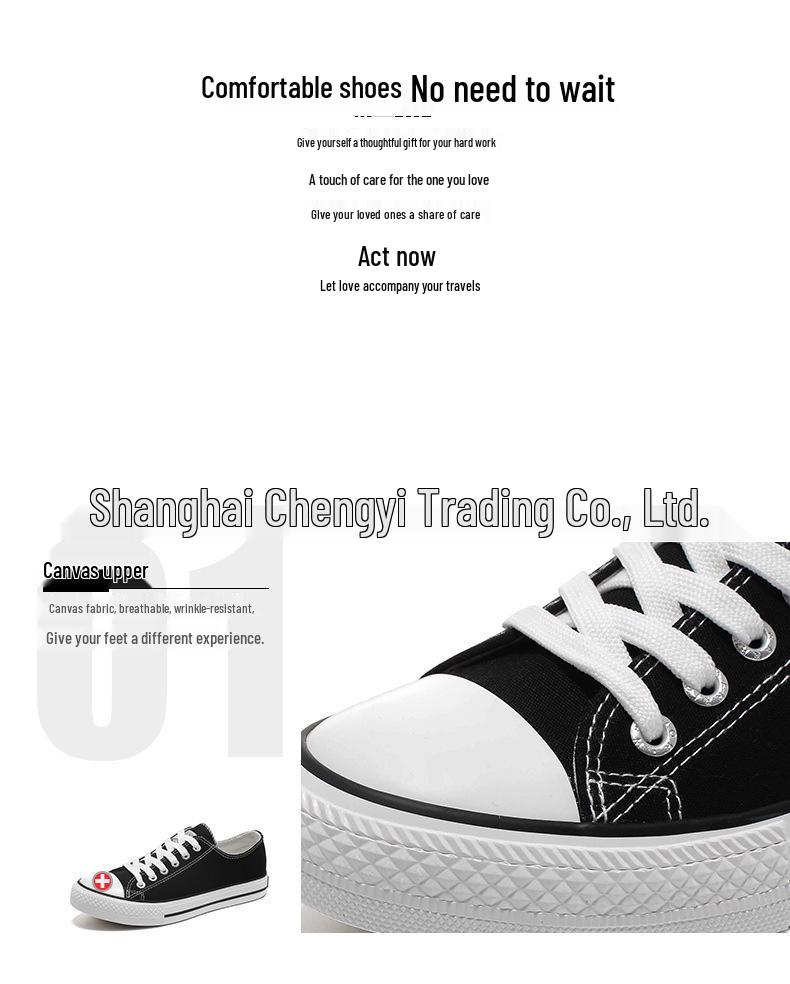 Men's Classic Black & White Low-Top Canvas Sneakers - Versatile, Casual, and Stylish Board Shoes for Spring