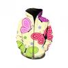 Mens Hooded Zip-Up Sweatshirt With 3D Butterfly Print Stand-Up Collar Front Patch Pockets Loose Fit Fall Casual Wear