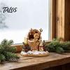 Handcrafted Wooden Statues Fairy Tale Little Boy and Fox Figurine, Rustic Desktop Statue, Artistic Carved Christmas Gift Ideas Sculpture Ornament for
