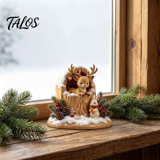 Handcrafted Wooden Statues Fairy Tale Little Boy and Fox Figurine, Rustic Desktop Statue, Artistic Carved Christmas Gift Ideas Sculpture Ornament for