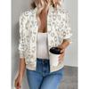 Women's Stand Collar Long Sleeve Metallic Zip-Up Bomber Jacket Regular Fit Casual Outerwear