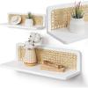 Modern Floating Wall Shelves Set of 2,40cm White Home and Kitchen Room Decor,Handmade Wickerwork Wall Mounted Shelves,Hanging Storage Shelves