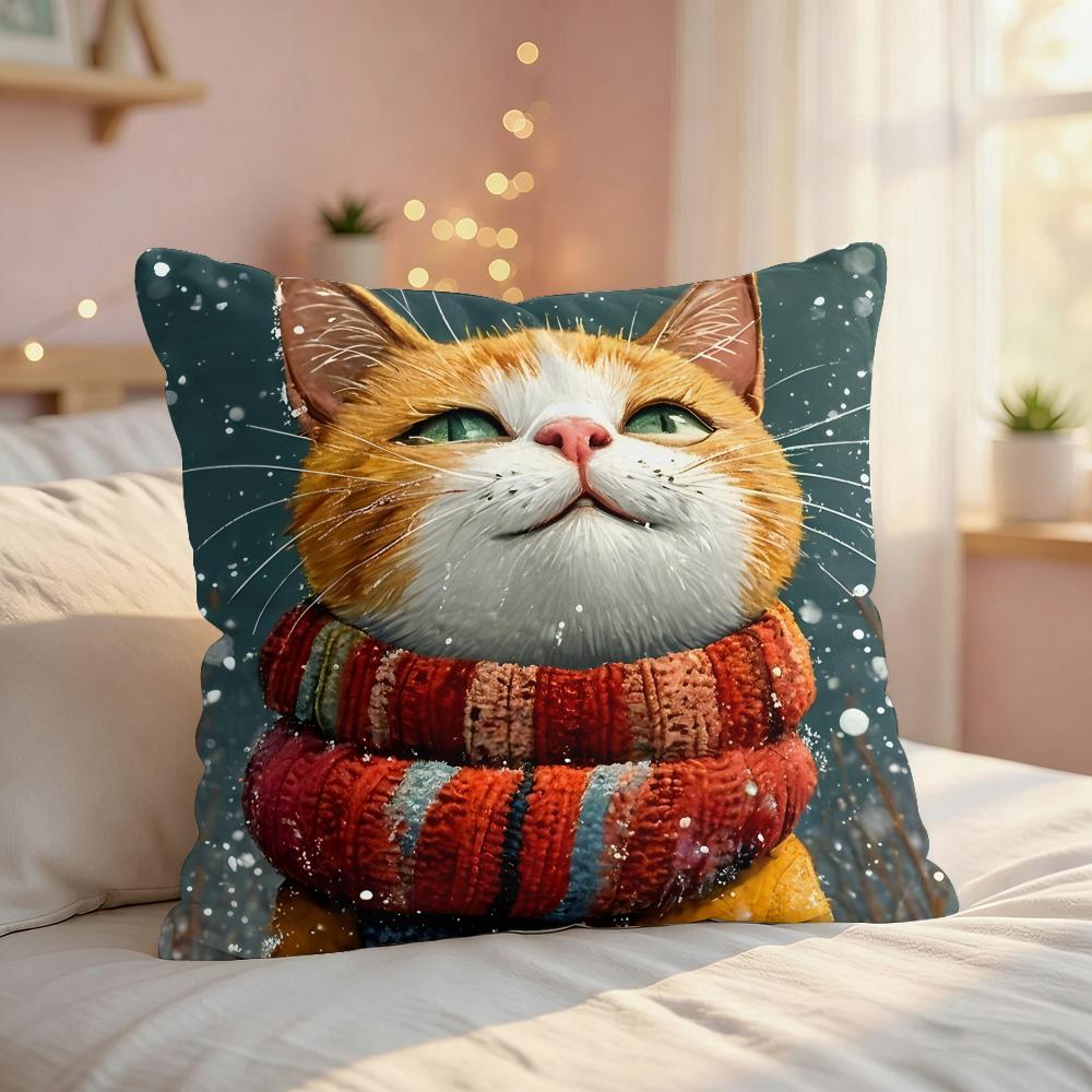 Winter Cartoon Animals Cute Cushion Cover Silky Short Plush Invisible Zipper Dustproof Sofa Pillow Case For Home Decor